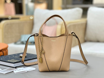 Chloé Spin Tote Bag Small 18CM Beige Calfskin 272304