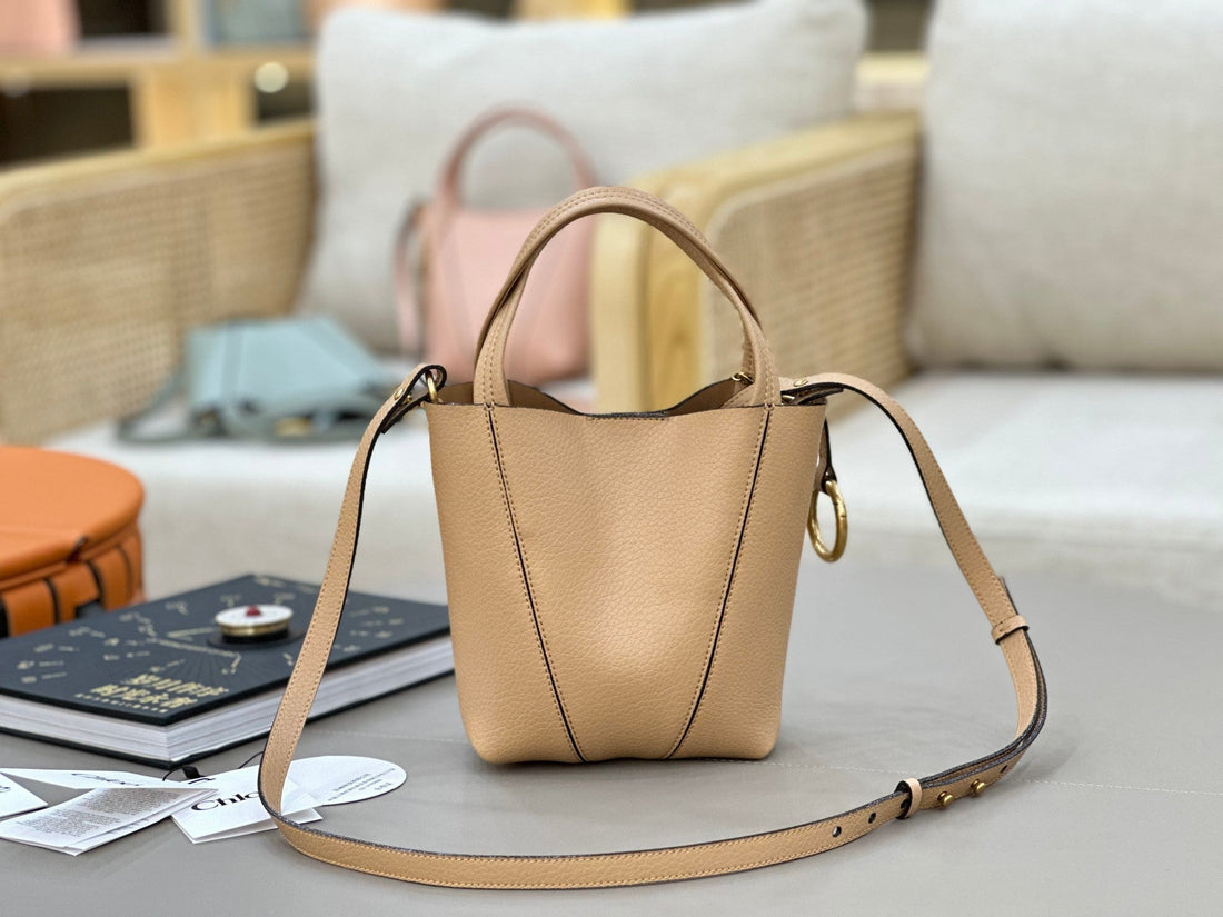 Chloé Spin Tote Bag Small 18CM Beige Calfskin 272304