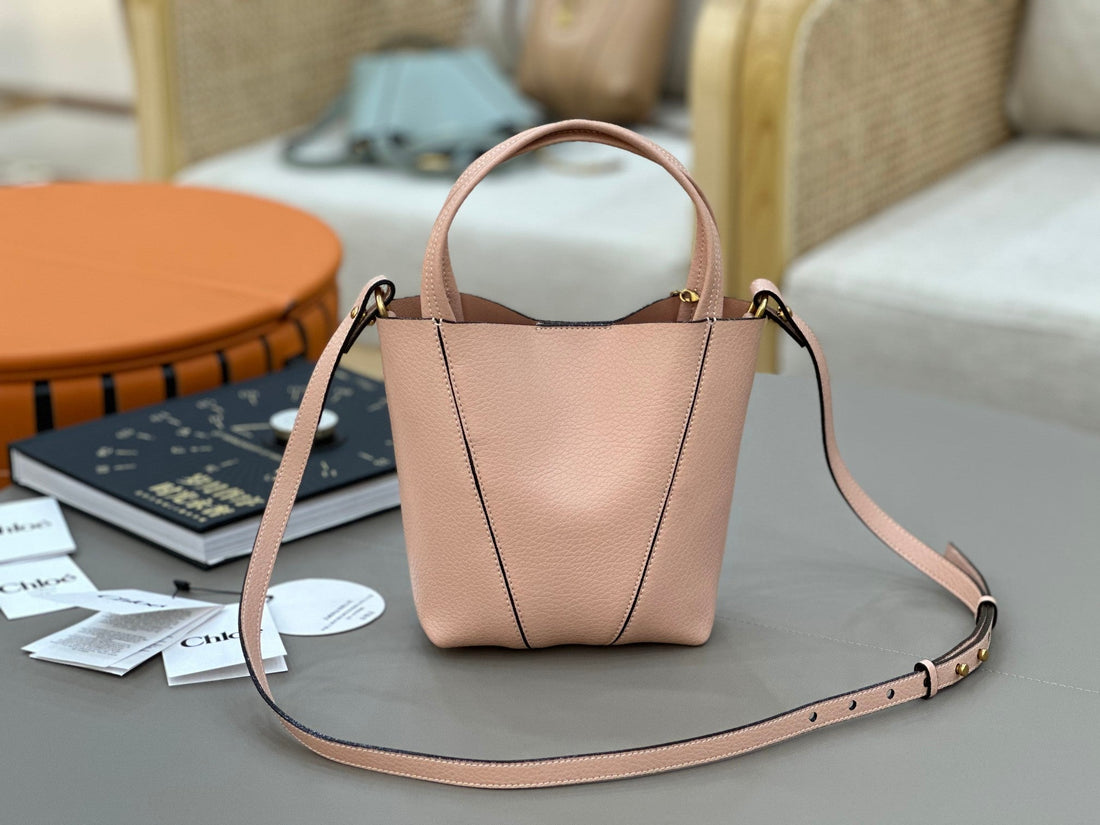 Chloé Spin Tote Bag Small 18CM Pink Calfskin 272297