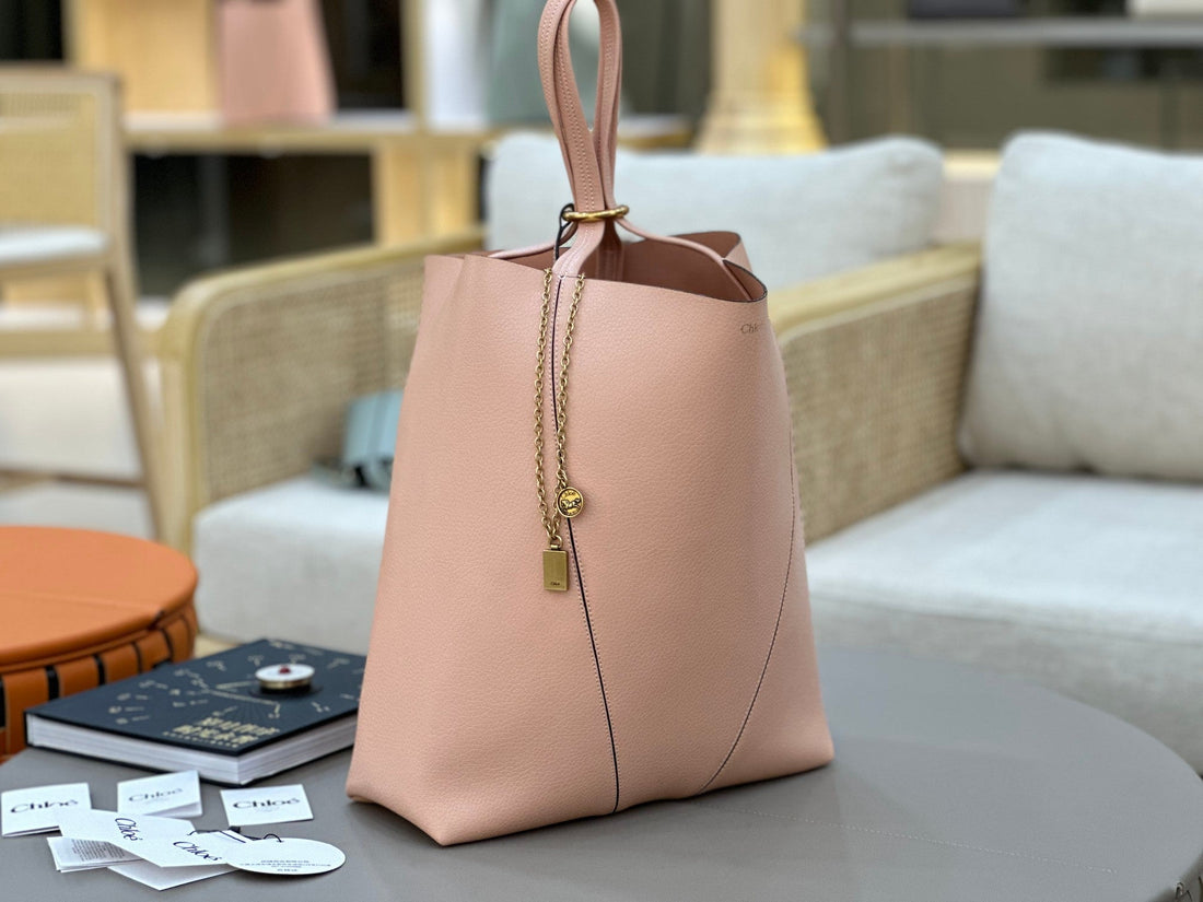 Chloé Spin Tote Bag Large 35CM Pink Calfskin 272293