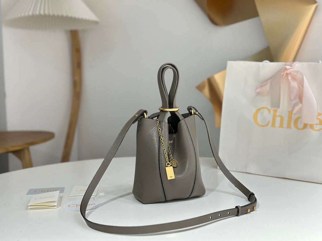 Chloé Spin Tote Bag Small 18CM Grey Calfskin 272291