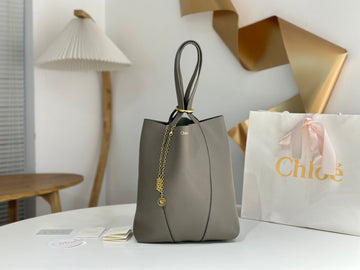 Chloé Spin Tote Bag Medium 27CM Grey Calfskin 272281