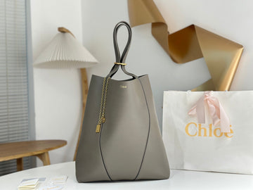 Chloé Spin Tote Bag Large 35CM Grey Calfskin 272279