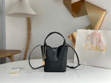 Chloé Spin Tote Bag Small 18CM Black Calfskin 272275
