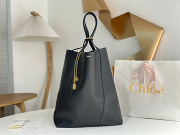 Chloé Spin Tote Bag Large 35CM Black Calfskin 272269