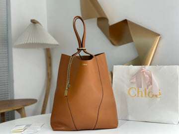 Chloé Spin Tote Bag Large 35CM Brown Calfskin 272217