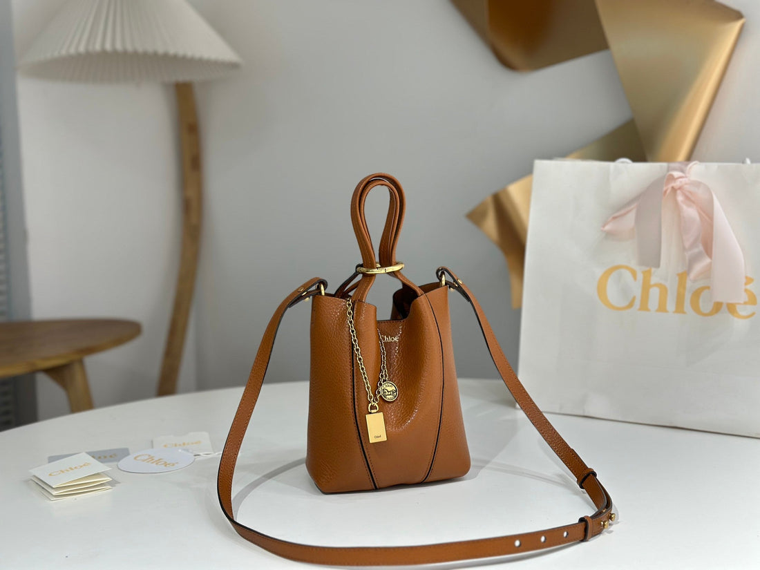 Chloé Spin Tote Bag Small 18CM Brown Calfskin 272215