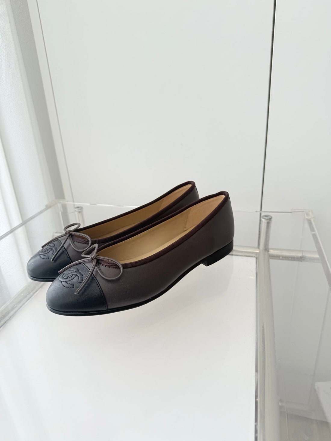 Ballet Flats Brown Mix Black Lambskin 566819