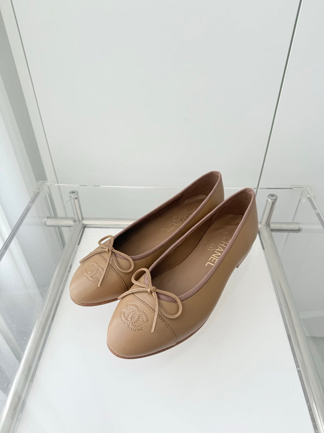 Ballet Flats Brown Lambskin 566818