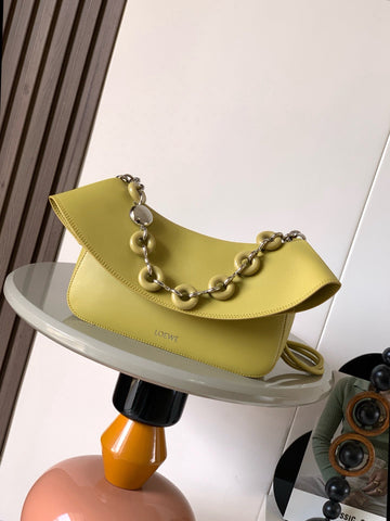 Loewe Ola Handbag Medium 26CM In Olive Green Silver Calfskin 274226