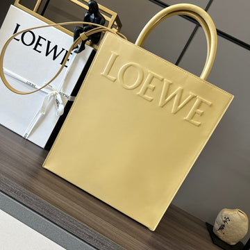 Loe Standard A5 Tote Bag In Glossy Yellow Calfskin 274265