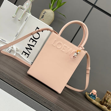 Loe Standard A5 Tote Bag In Glossy Pink Calfskin 274267