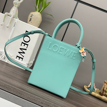 Loe Standard A5 Tote Bag In Glossy Turquoise Calfskin 274269