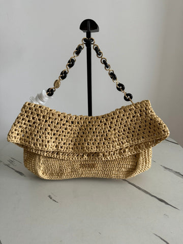 Loe Ola Bag 26 Yellow In Raffia And Calfskin 274681