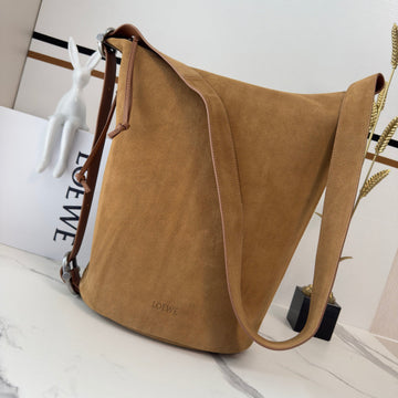 Loewe Loop Medium 39CM In Brown Suede Cowhide 274230