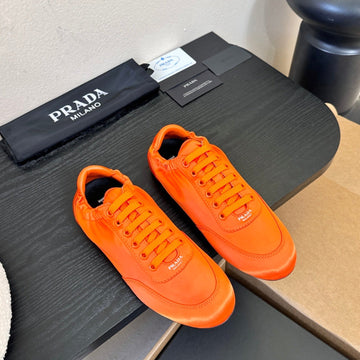 Prada Classic Retro Sneakers –– Sport & Casual Style Orange In Sheepskin Fabric 580380