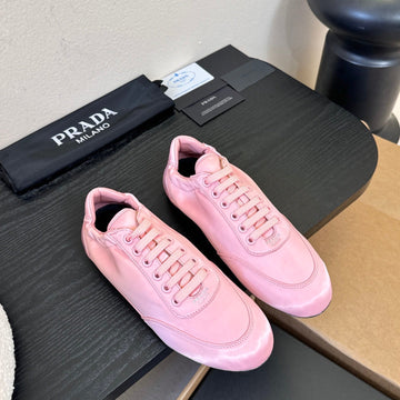 Prada Classic Retro Sneakers –– Sport & Casual Style Pink In Sheepskin Fabric 580379
