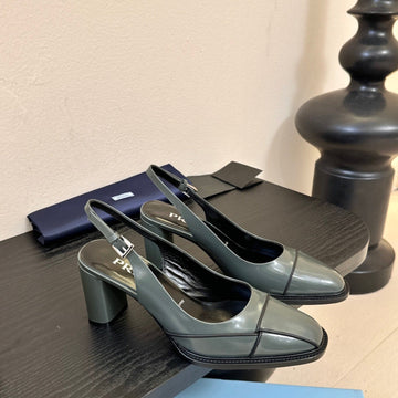 Prada New Slingback Pumps Granite Gray In Goatskin 580376