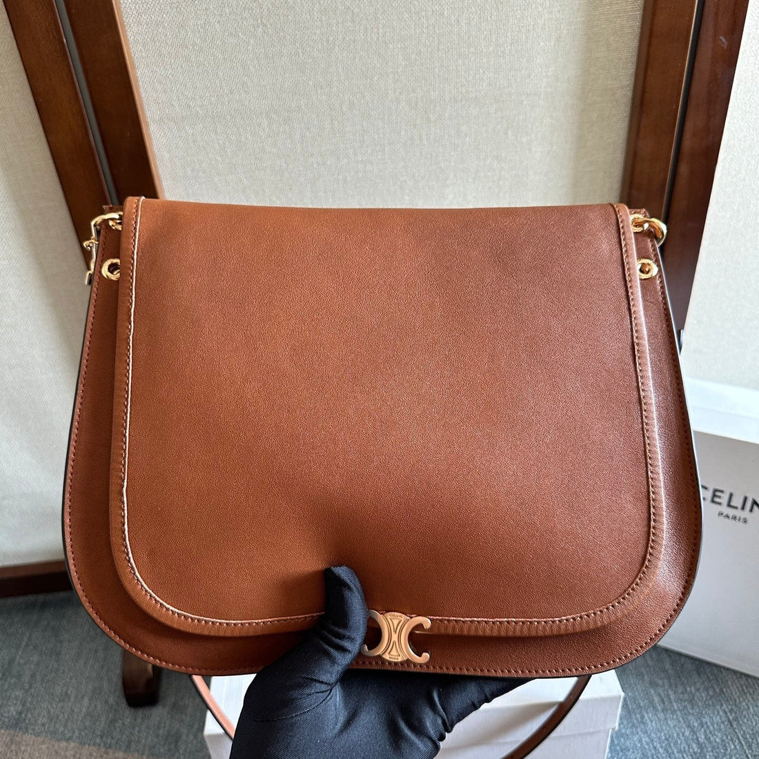 Celine Besace Soft Triome Brown Handbag In Lambskin 276305