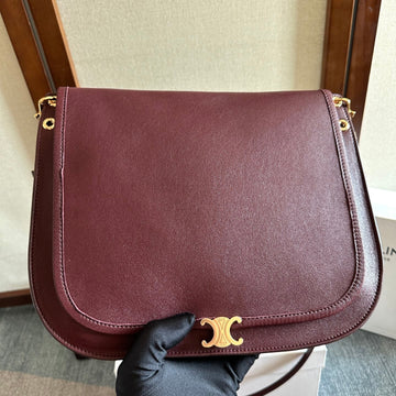 Celine Besace Soft Triome Burgundy Handbag In Lambskin 276303