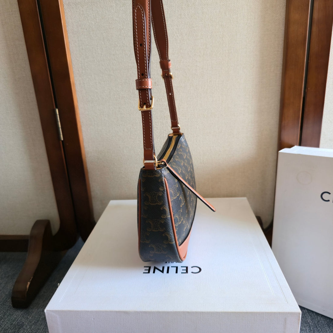 Celine Armband Mahjong Black Brown Bag In Pvc Fabric With Leather 276280