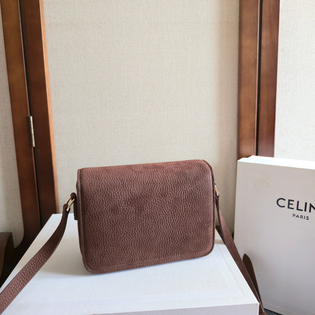 Celine Teen Triomphe Dark Brown Calfskin Handbag 276185