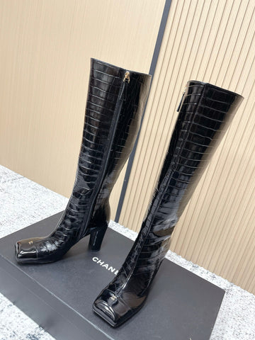 Chanel Fall/Winter Chelsea Black High Boots In Cowhide 591402