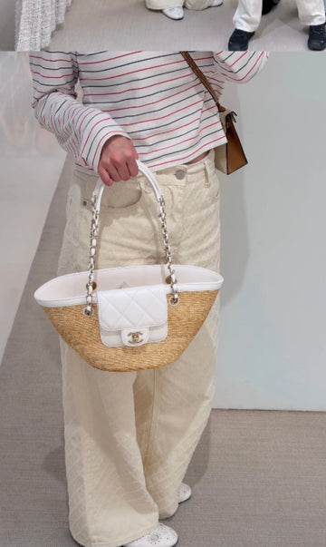 CC 26C Small Woven Basket Bag 34CM Natural Wheat Straw