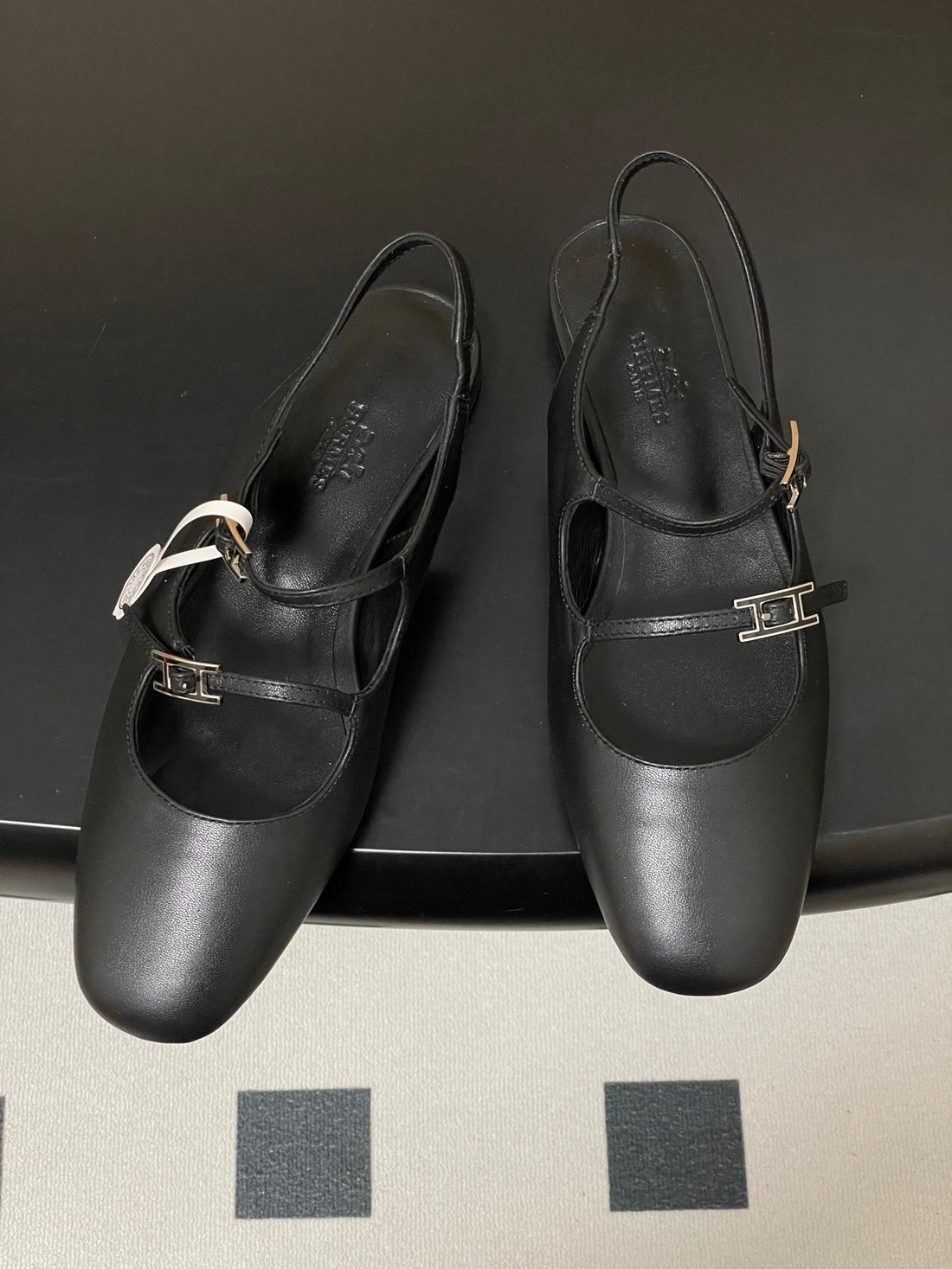 Hermes 26S Mila Open-Heel Sandals Black In Calfskin 594349
