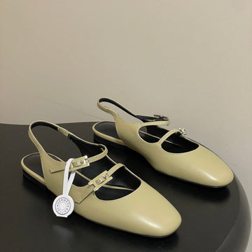 Hermes 26S Mila Open-Heel Sandals Beige In Calfskin 594346