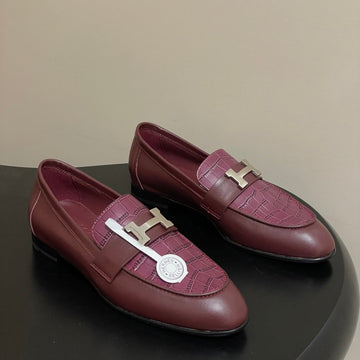 Hm Paris Loafers Burgundy In Calfskin 594333