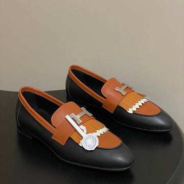 Hm Royal Loafers Black Orange In Calfskin 594332