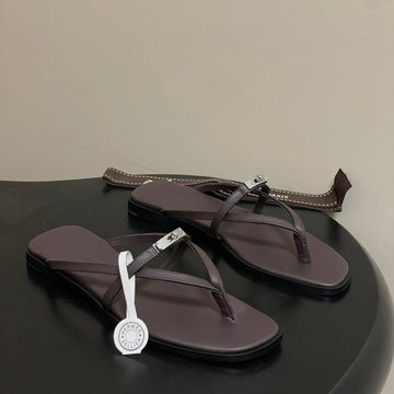 Hm Miss Sandal Dark Brown In Calfskin 593824