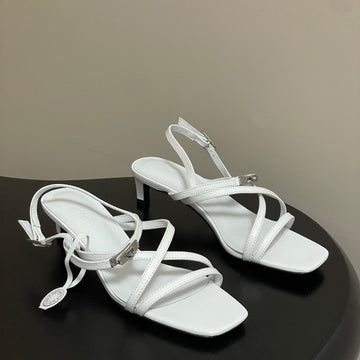 Hm Muse Sandal 40 White In Calfskin 593822