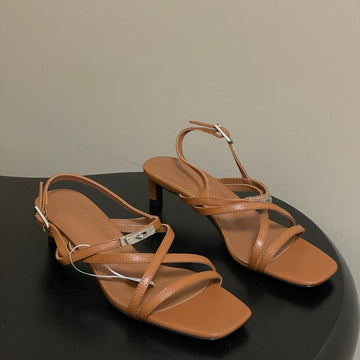 Hm Muse Sandal 40 Brown In Calfskin 593821