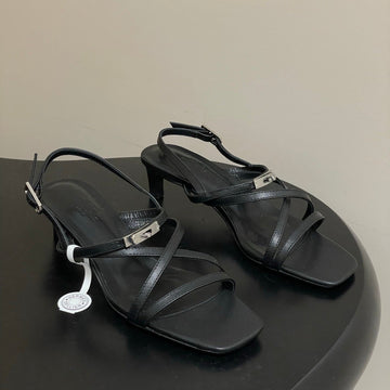 Hm Muse Sandal 40 Black In Calfskin 593820