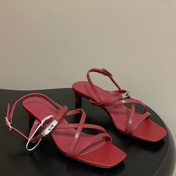Hm Muse Sandal 40 Burgundy In Calfskin 593819