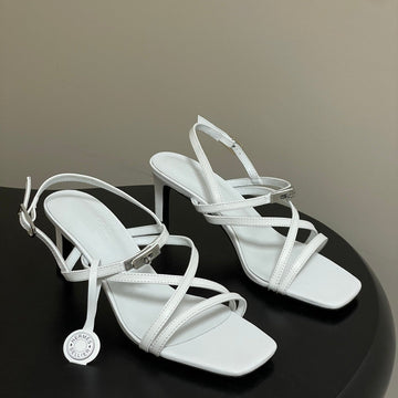 Hm Muse Sandal 70 White In Calfskin 593818