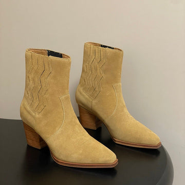 Hm Lissa Chelsea Boots 70 Beige In Suede 593783