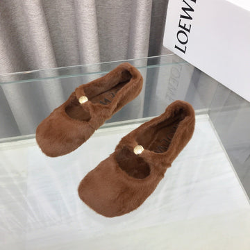 Loewe 2026 Ballet Flat Brown In Wool 597432