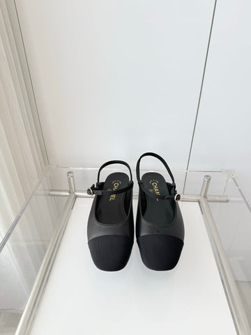 Chanel 26 Slingback Flats Black In Lambskin 597391