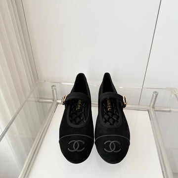 Chanel 26 Mary Jane Shoe Black In Suede 597380
