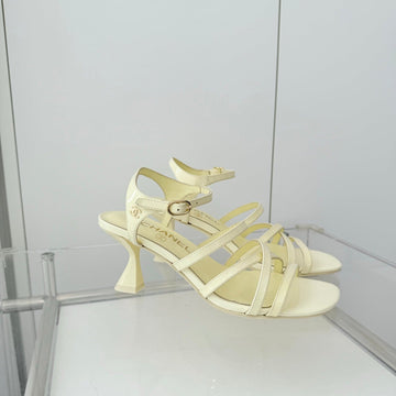 Chanel Cruise 26 Sandal 70MM Lemon Yellow Lambskin 597359