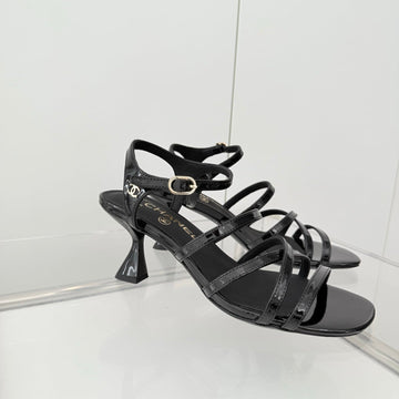Chanel Cruise 26 Sandal 70MM Black Patent Leather 597356
