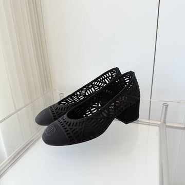 Chanel 26 Ladies 50 Ballet Flats Black In Fabric 597340