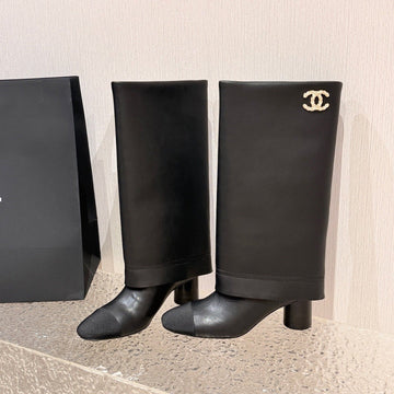 Chanel 26 Newest Runway Style Riding Black Boots In Cowhide 598318