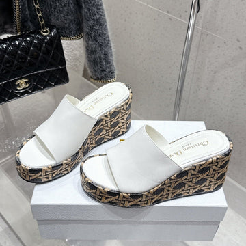 CD Attitude Wedge Sandals White In Cowhide 598182