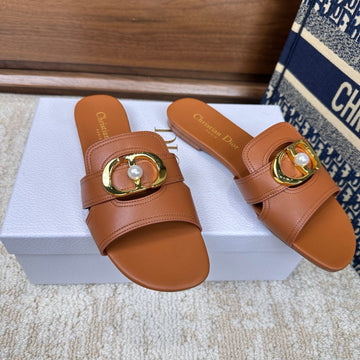 CD Montaigne Sandals Brown In Calfskin 598174