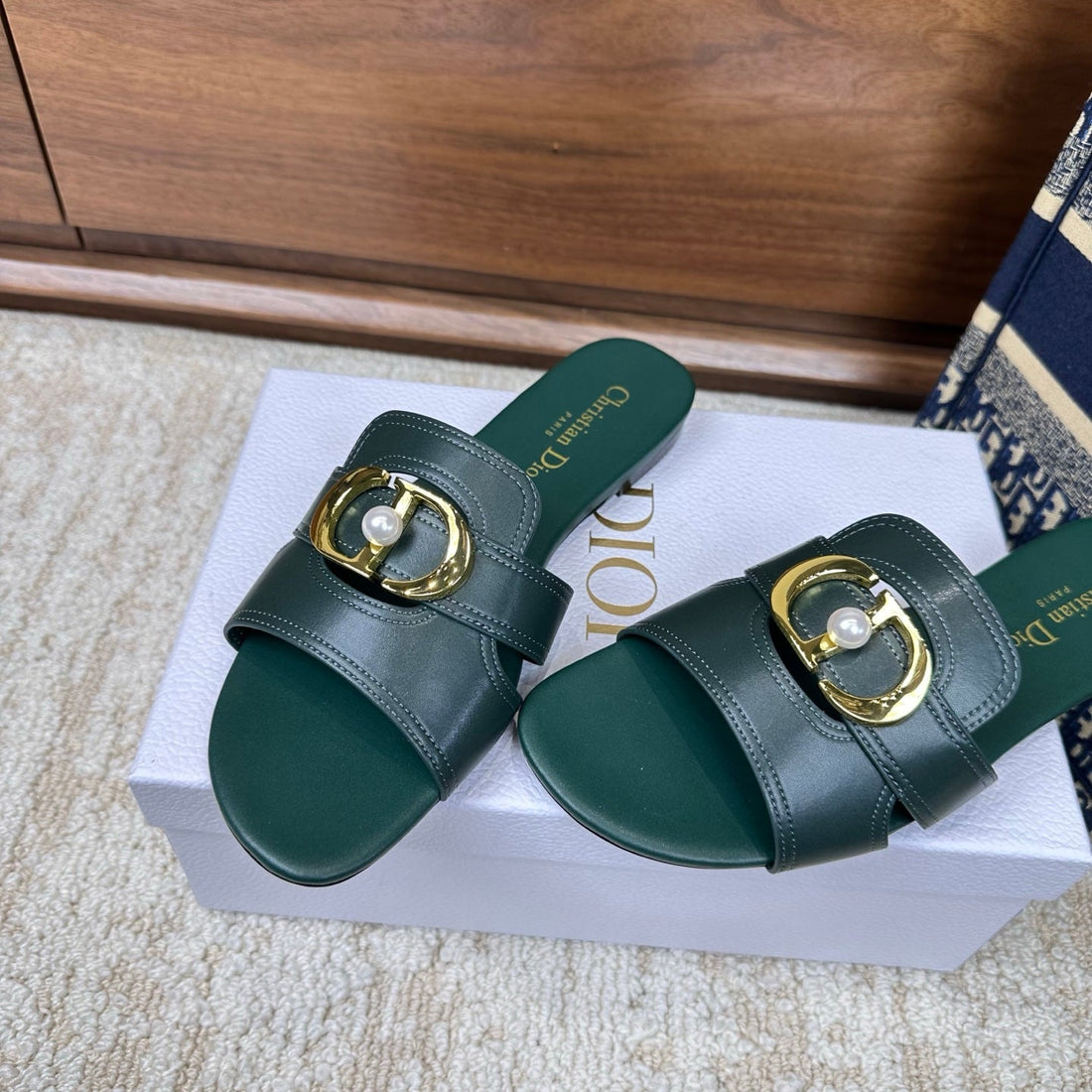 CD Montaigne Sandals Turquoise In Calfskin 598170