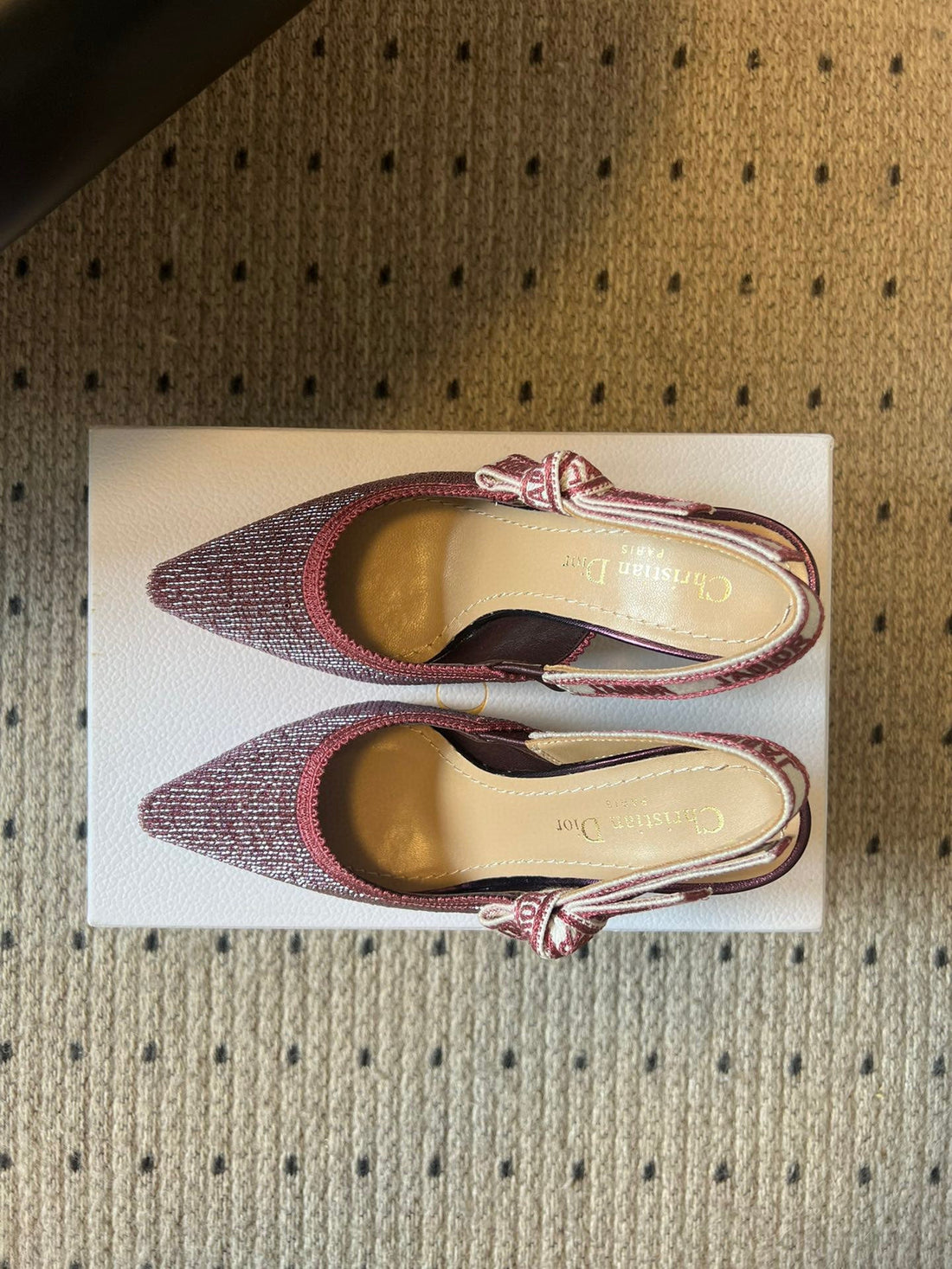 CD J'adior Slingback Heels 95 Pink In Cotton With Metallic Thread Embroidery 598132